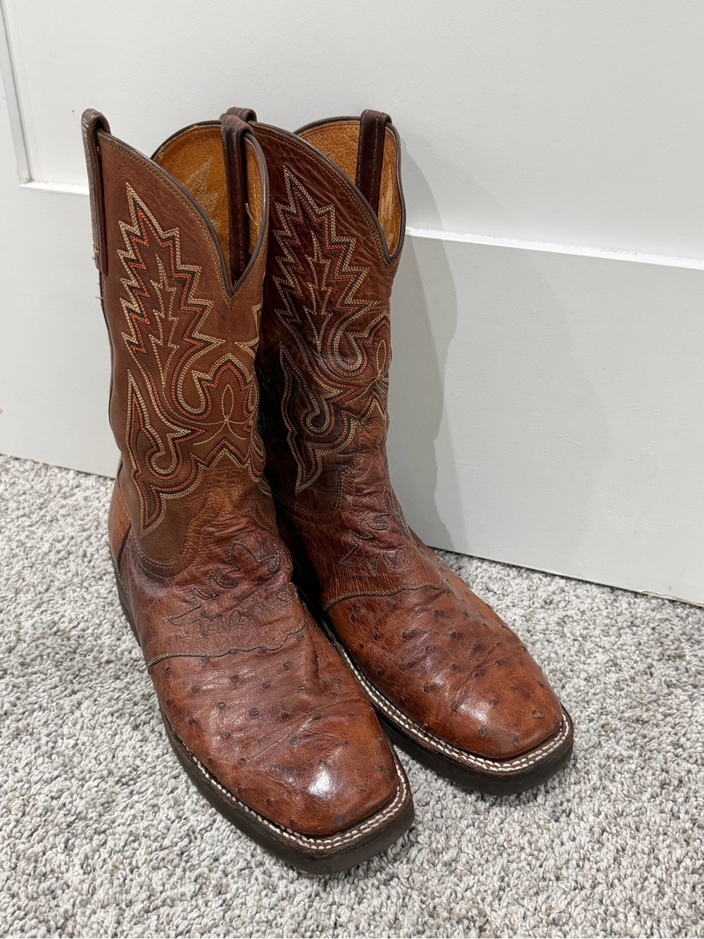 Men's Brown Western Leather Cowboy Boots - Picture 2 of 6
